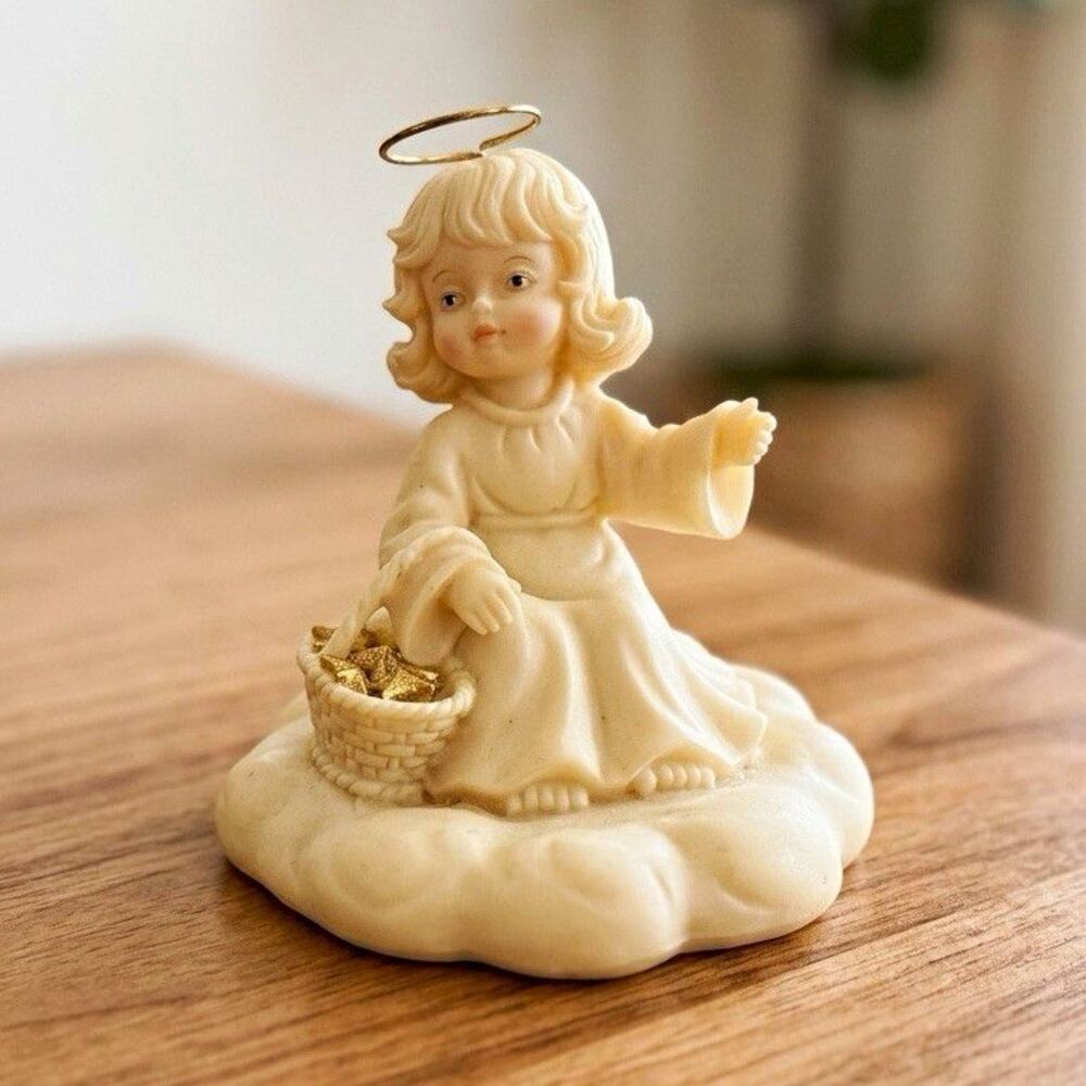 Studio Heavenly Angels Tom Rubel Basket Full of Love Resin Figurine 1994